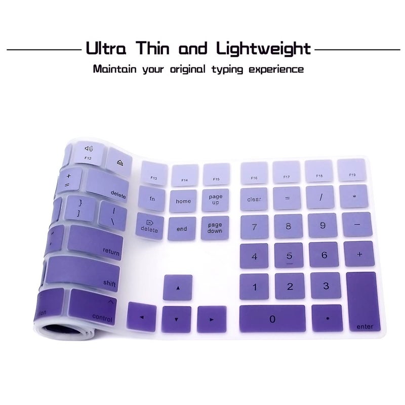 HRH Ombre Dark Purple Silicone Keyboard Cover Keypad Skin for Magic Keyboard with Numeric Keypad A1843 MQ052LL/A Released in 2017 (US Layout) - Image 4